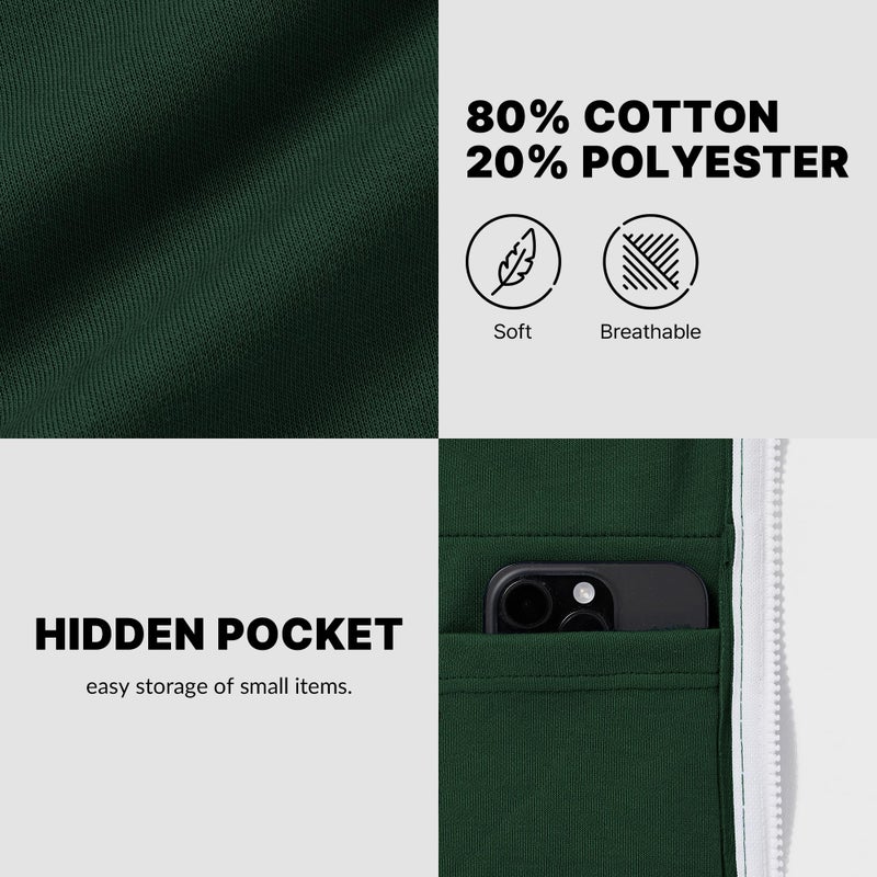 Ohoo Men's Zip Up Hoodie Lightweight Slim Fit Sweatshirt Full Zip Hooded Jacket / DCF002-GREEN-L - Image 5